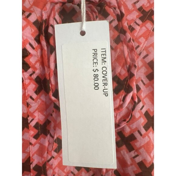 Ellie Kai Pink Brown Geometric Pattern Cover-Up Dress Medium Cotton NWT - Picture 4 of 5